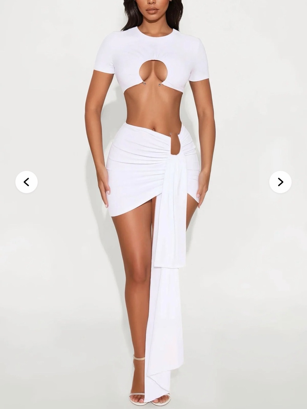 Miami Nights Mini Skirt Set - White - Picture 2 of 3